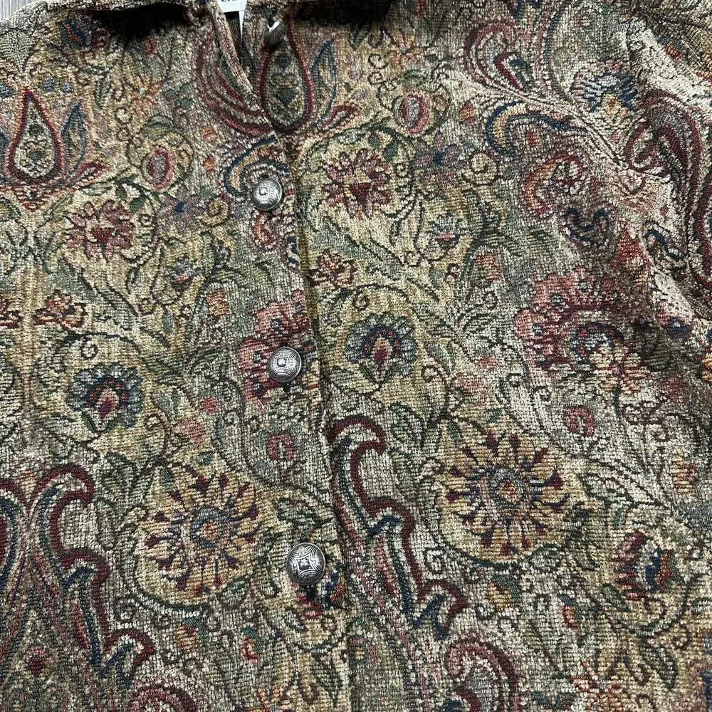 Erin London Bohemian Paisley‎ Floral Jacket Brown Women's Outerwear Fall Casual